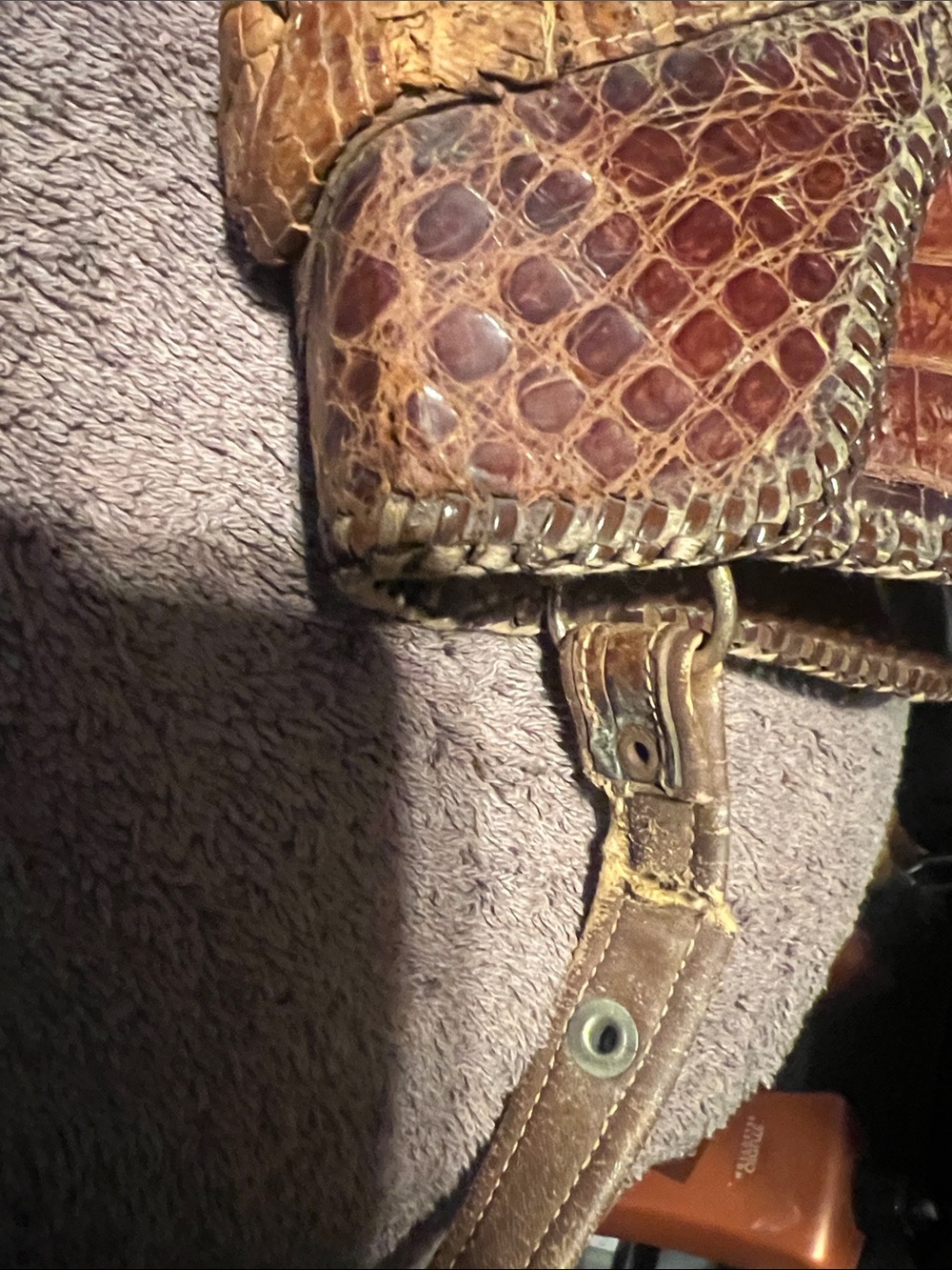 Vintage Brown ALLIGATOR Leather Clutch and Wristlet(2) Set (1 missing strap) - Picture 14 of 14